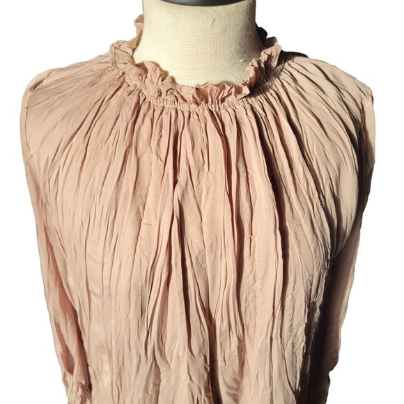 Love Riche Dress Beige Maxi Ruffle Poet Sleeves Cowl Neck Napa Valley Womans - Picture 5 of 16
